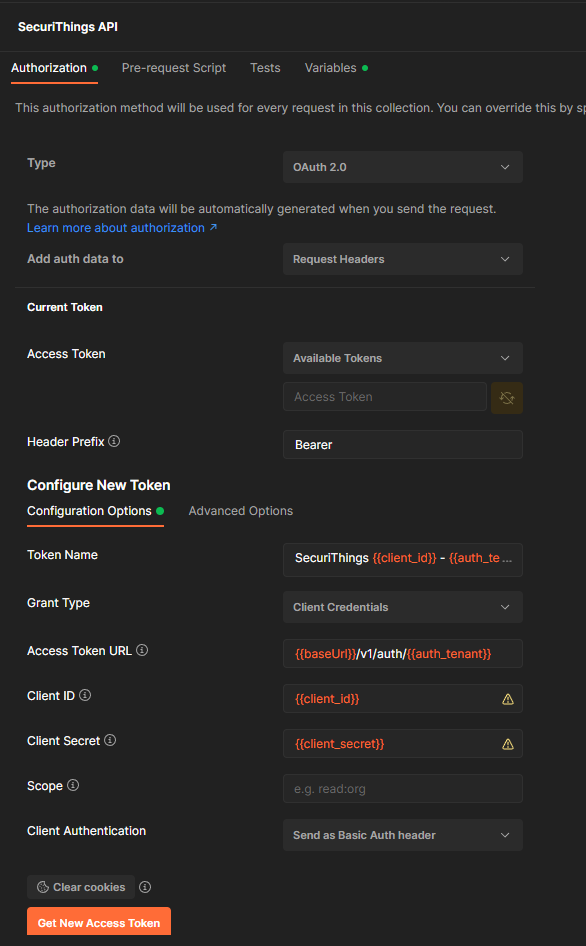 Postman 0Auth2 Settings Example